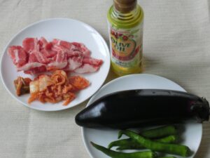 夏野菜豚キムチ炒め1